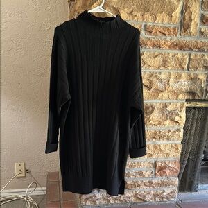 Elegant Black Turtleneck Sweater Dress